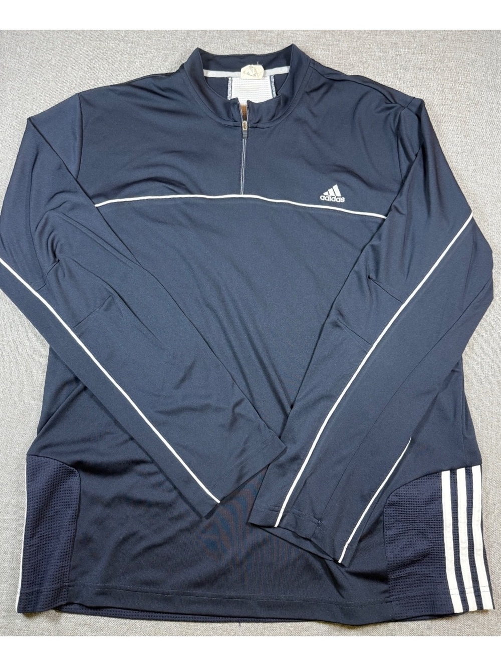 Adidas Men's Navy Blue Athletic Pullover Sweatshirt with Half Zip